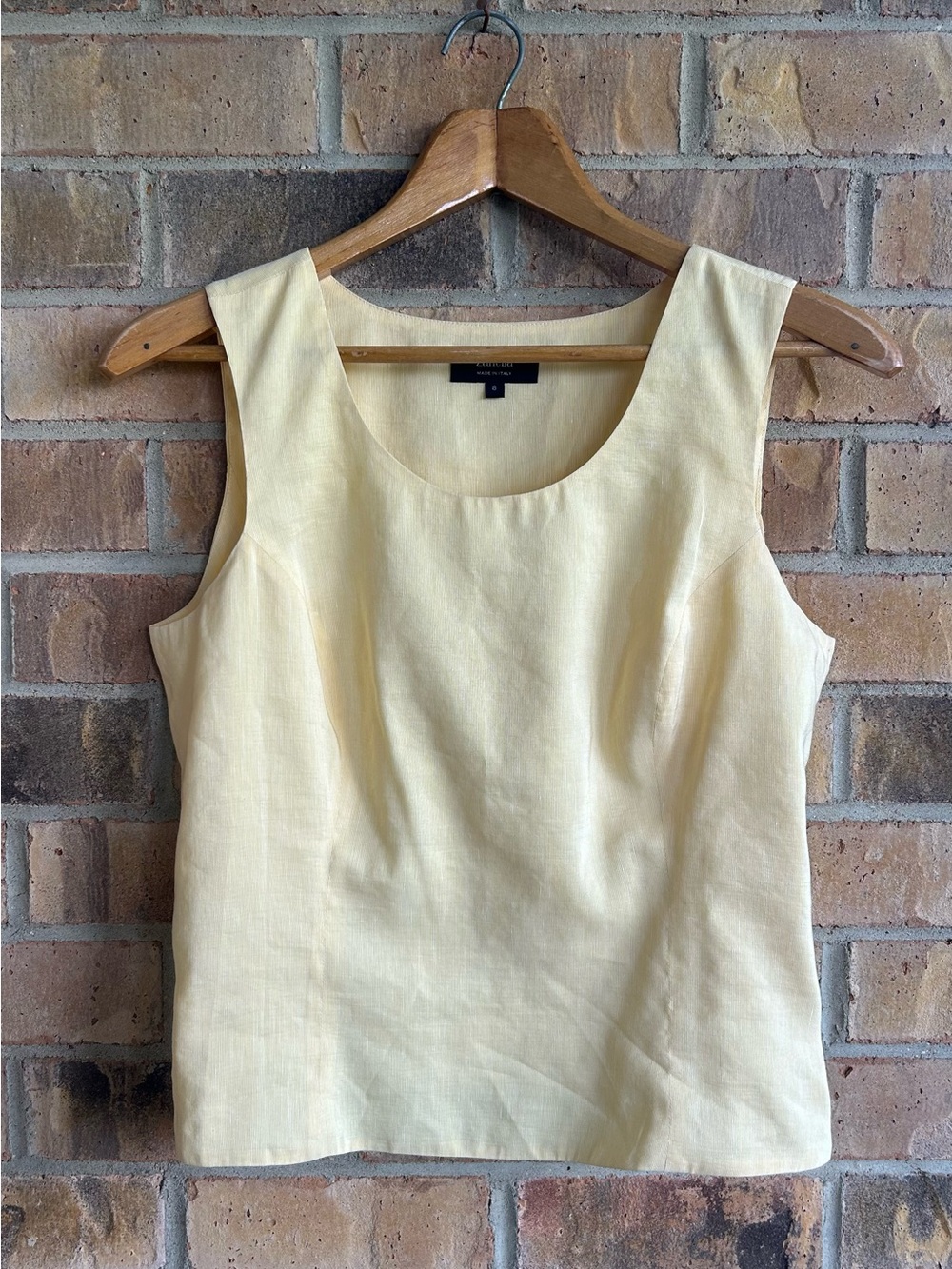 Zanella Butter Yellow Linen-Silk Top Made in Italy Size 8 - Picture 1 of 5